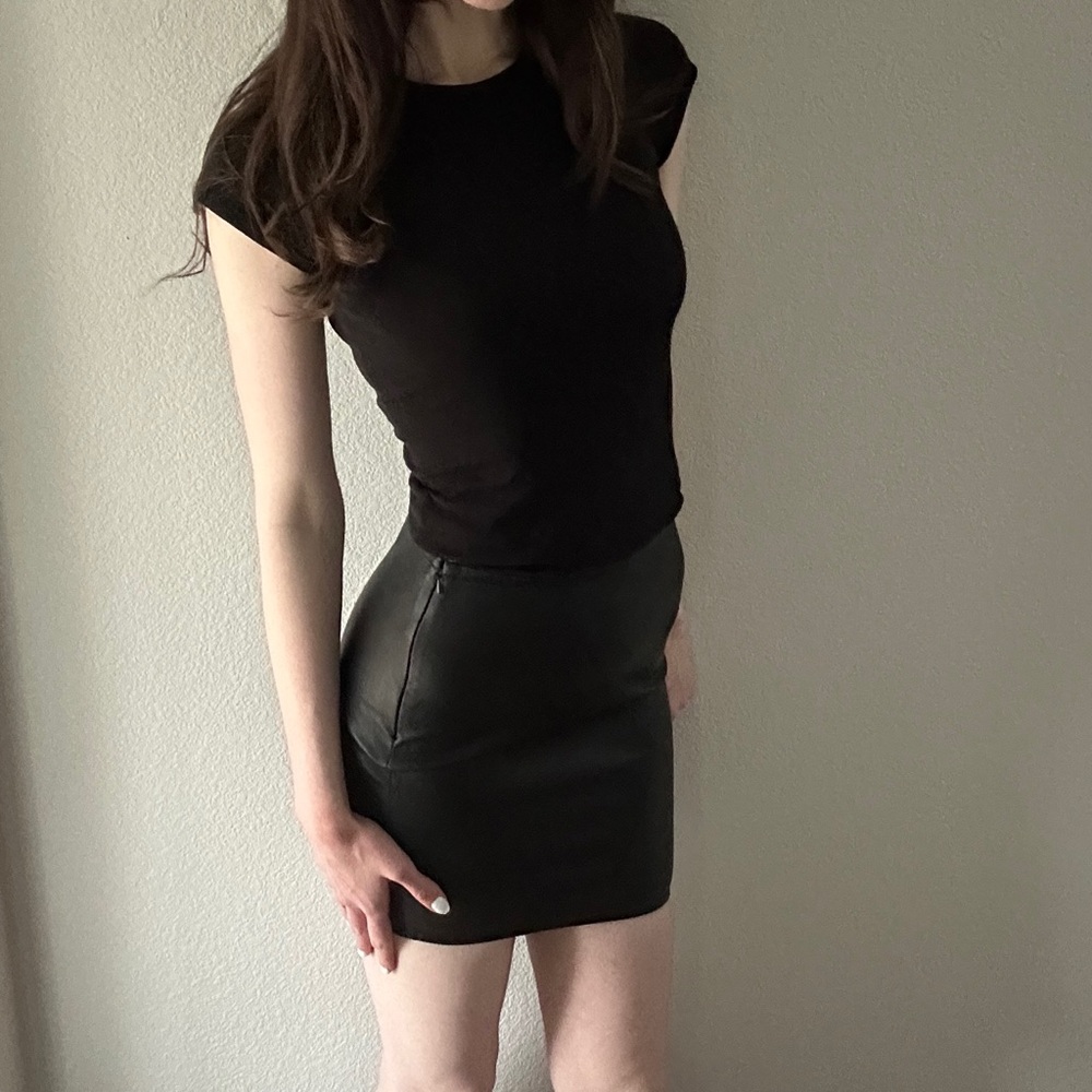 New BA&SH Leather Asymmetric Mini Skirt